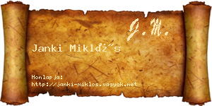 Janki Miklós névjegykártya